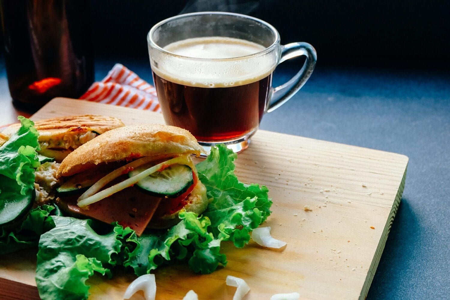 Club sandwich and coffee