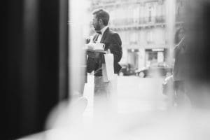 Waiter carrying coffee